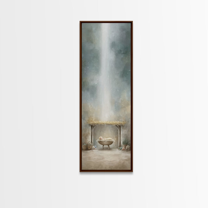 Radiant Stable Peace – Framed Canvas Print – Christian Art Canvas – Christian Wall Art – Jesus Painting – Christmas Art – Christian Decor –