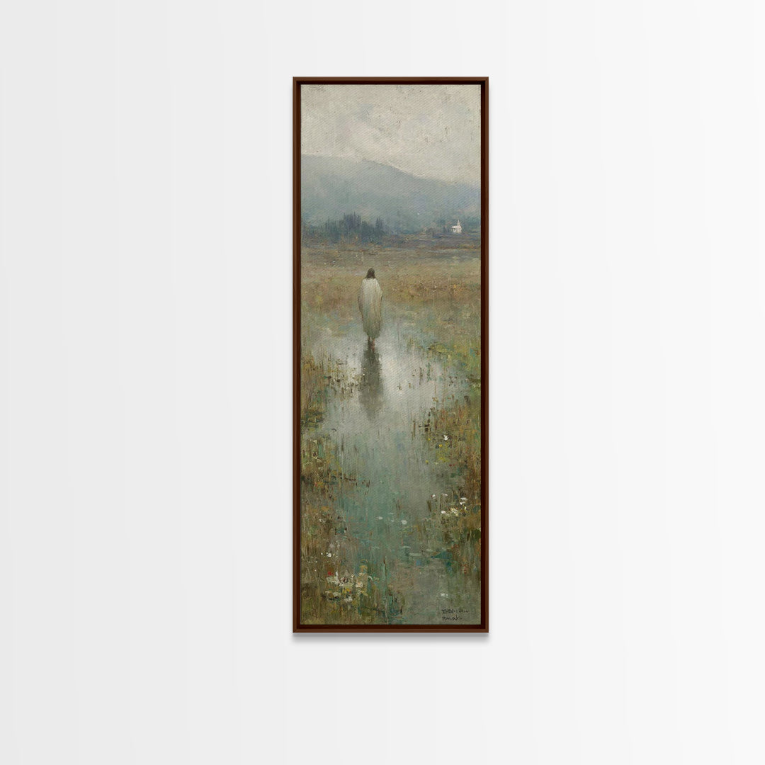 Pastoral Dawn Promise – Framed Canvas Print – Christian Art Canvas – Minimalist Christian Art – Skinny Art – Christian Christmas Art