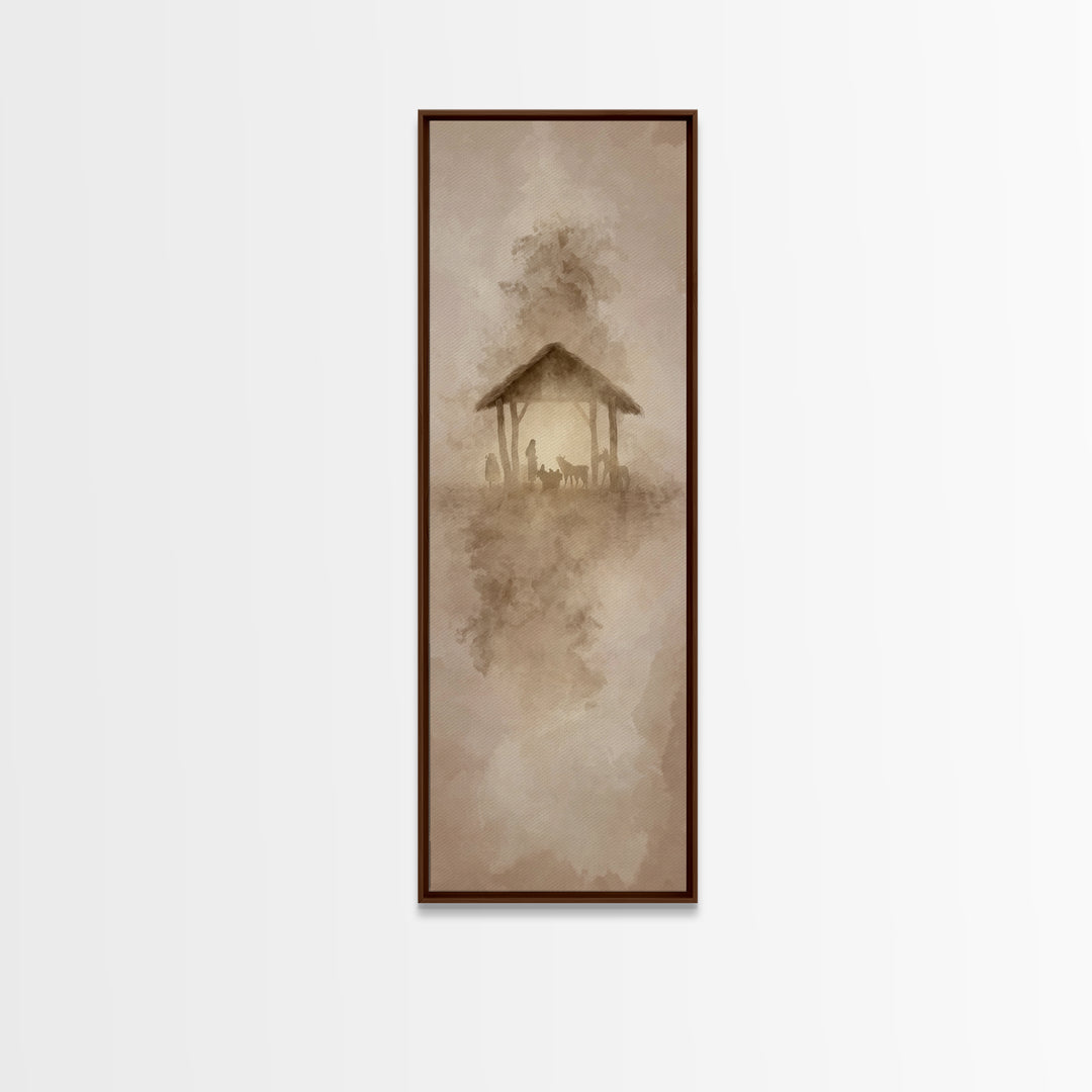 Humble Night Wonder | Framed Canvas Print | Christian Christmas Art | Christian Wall Art | Skinny Art | Jesus Christmas Art | Christian Art