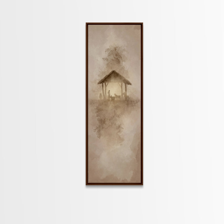 Humble Night Wonder | Framed Canvas Print | Christian Christmas Art | Christian Wall Art | Skinny Art | Jesus Christmas Art | Christian Art
