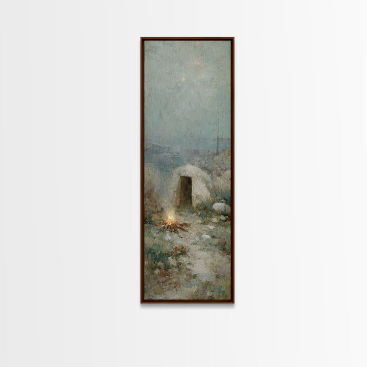 Shepherds’ Hearth Hope – Framed Canvas Print – Christian Art Canvas – Vintage Christian Art – Narrow Art – Christmas Art – Christian Wall A