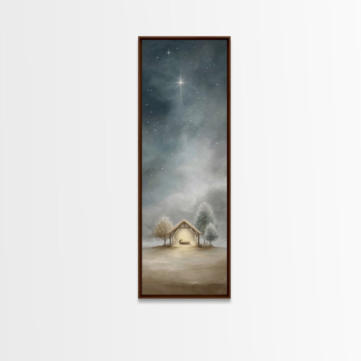 Holy Star Shelter – Framed Canvas Print – Christian Art – Christmas Wall Art – Skinny Art – Jesus Christmas Art – Christian Art Prints
