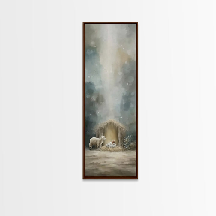 Heaven’s Child Bright – Framed Canvas Print – Christian Art – Jesus Christmas Art – Tall Skinny Art Print – Christmas Wall Art – Christian