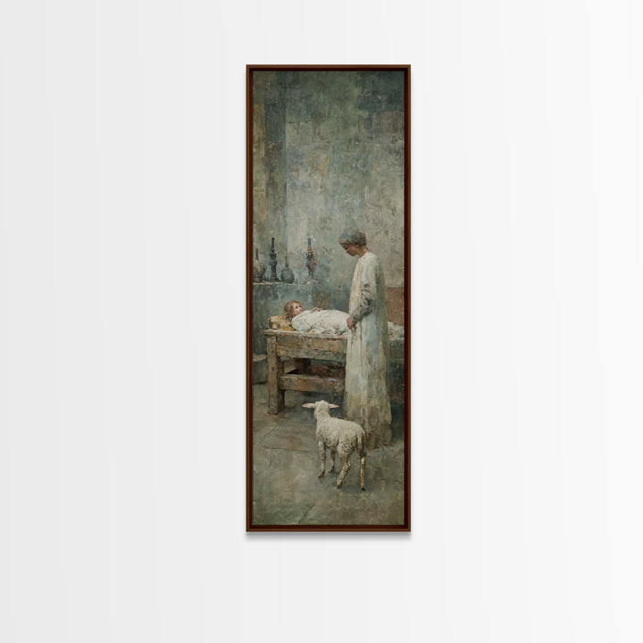 Quiet Mercy Table – Framed Canvas Print – Christian Wall Art – Christian Art Canvas – Jesus Painting – Tall Narrow Wall Art