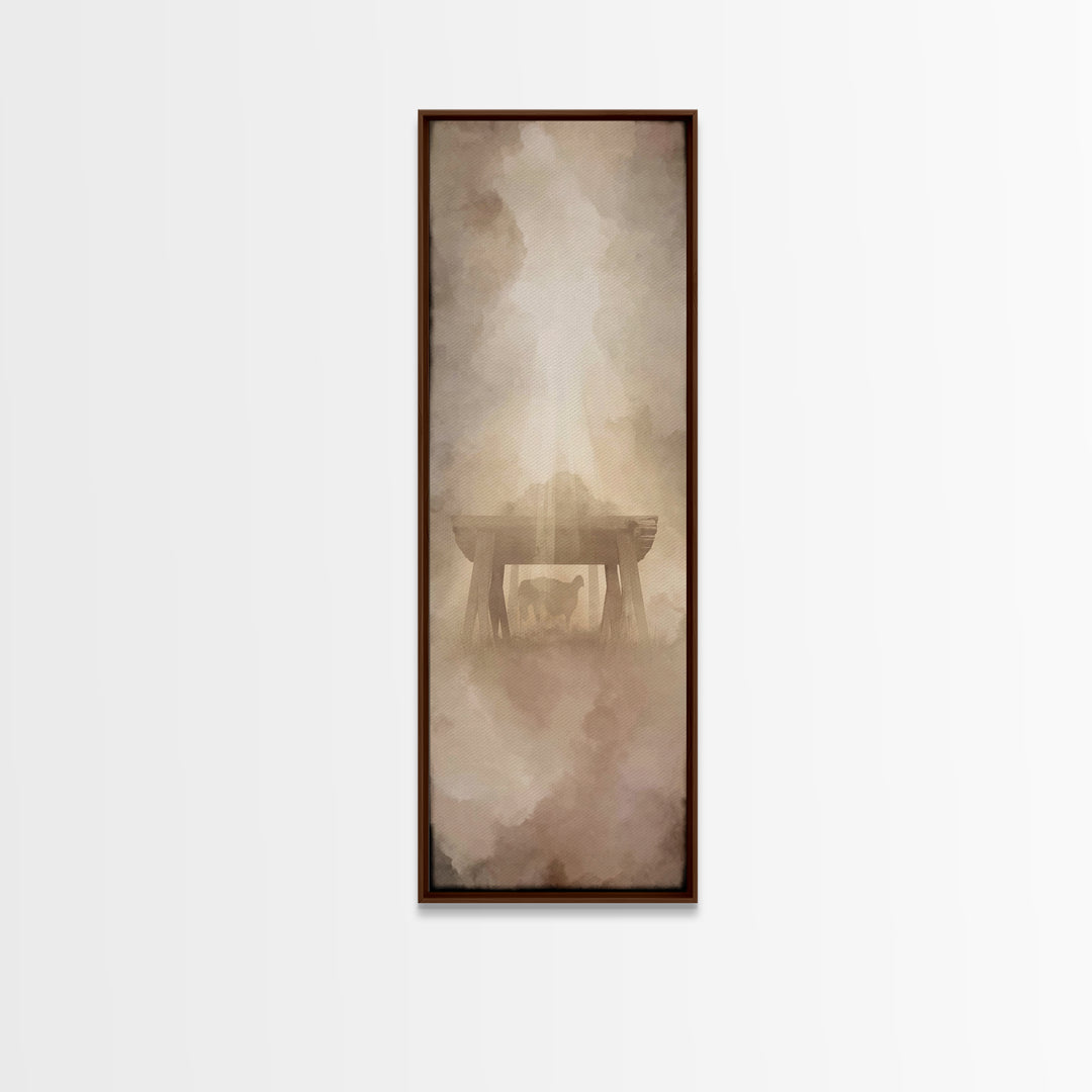 Shepherd’s Quiet Sign – Framed Canvas Print – Christian Christmas Art – Christmas Art – Christian Wall Art – Tall Narrow Wall Art