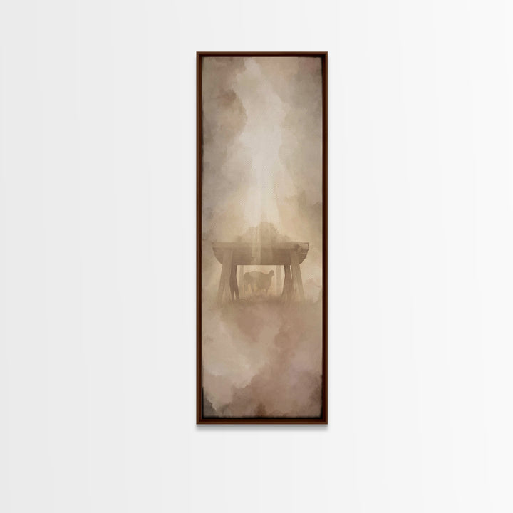 Shepherd’s Quiet Sign – Framed Canvas Print – Christian Christmas Art – Christmas Art – Christian Wall Art – Tall Narrow Wall Art