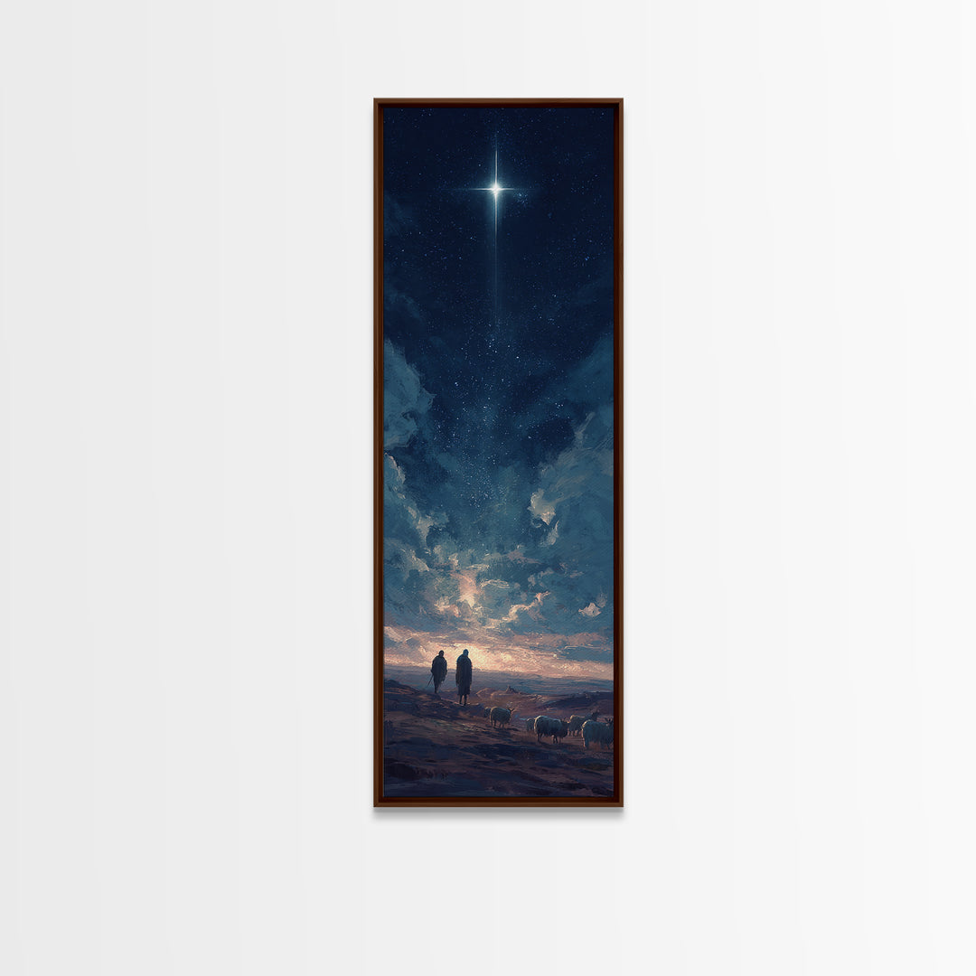 Blessed Night Sky, Framed Canvas Print, Christian Christmas Art, Christian Art Canvas, Skinny Art, Christian Wall Art
