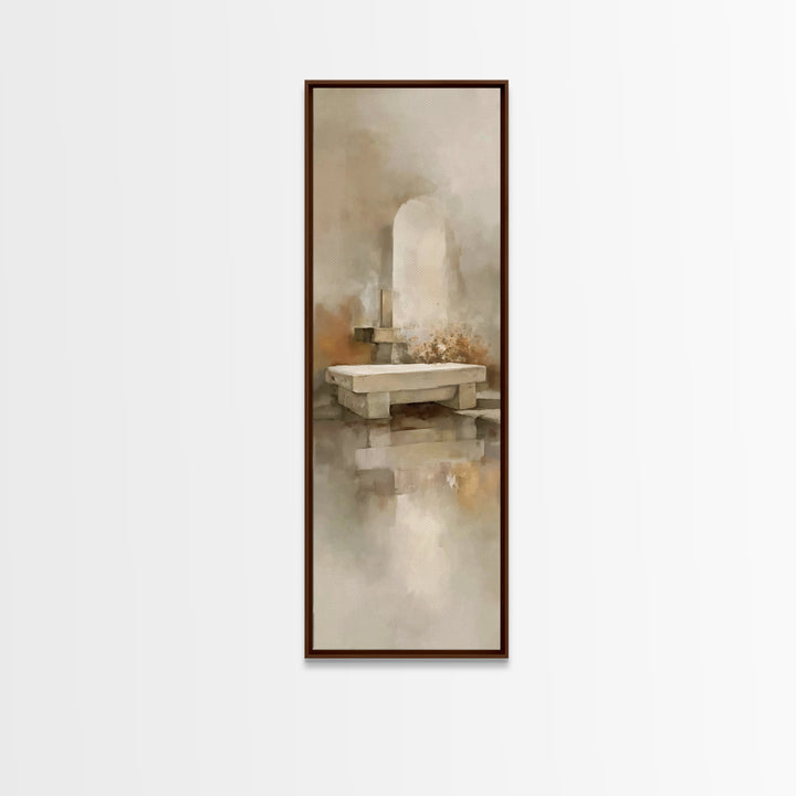 Empty Stone Hope – Framed Canvas Print – Christian Wall Art – Christian Art Canvas – Christian Painting – Narrow Art