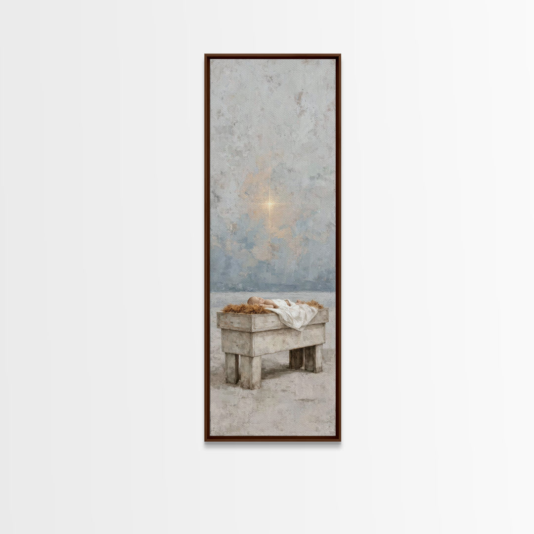 The Guiding Star – Framed Canvas Print – Tall Narrow Wall Art – Christian Wall Art – Christian Art Canvas – Christmas Art – Jesus Painting