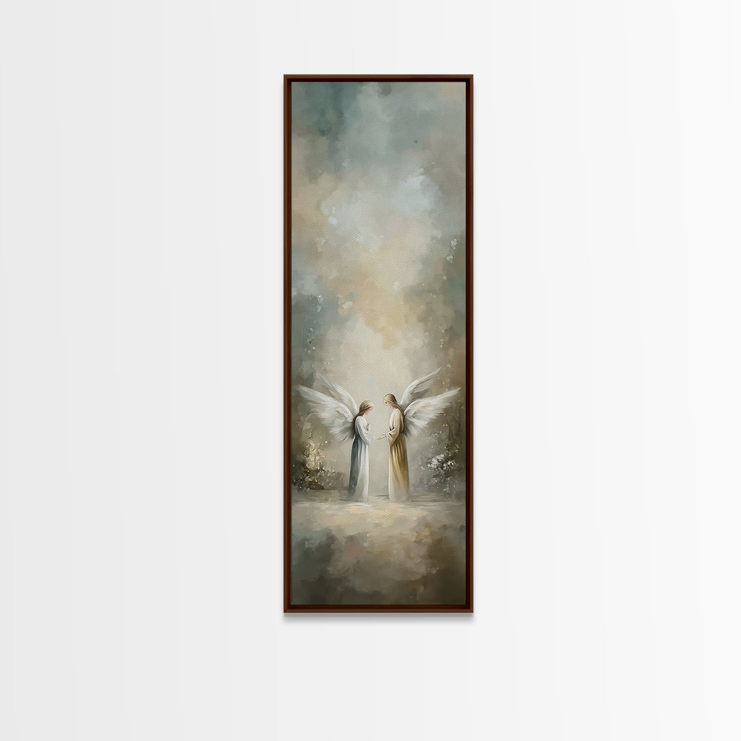 Angelic Dawn | Framed Canvas Print | Tall Skinny Art Print | Christian Wall Art | Christmas Art | Christian Art Canvas | Jesus Christmas Ar