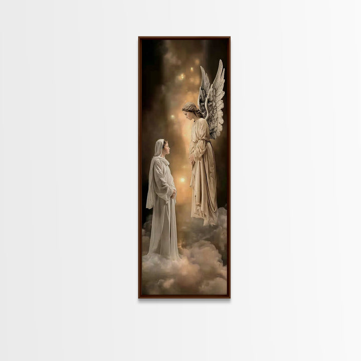 Sacred Encounter – Framed Canvas Print – Narrow Art – Christian Art – Christmas Art – Christian Art Canvas – Jesus Painting – Christian Dec