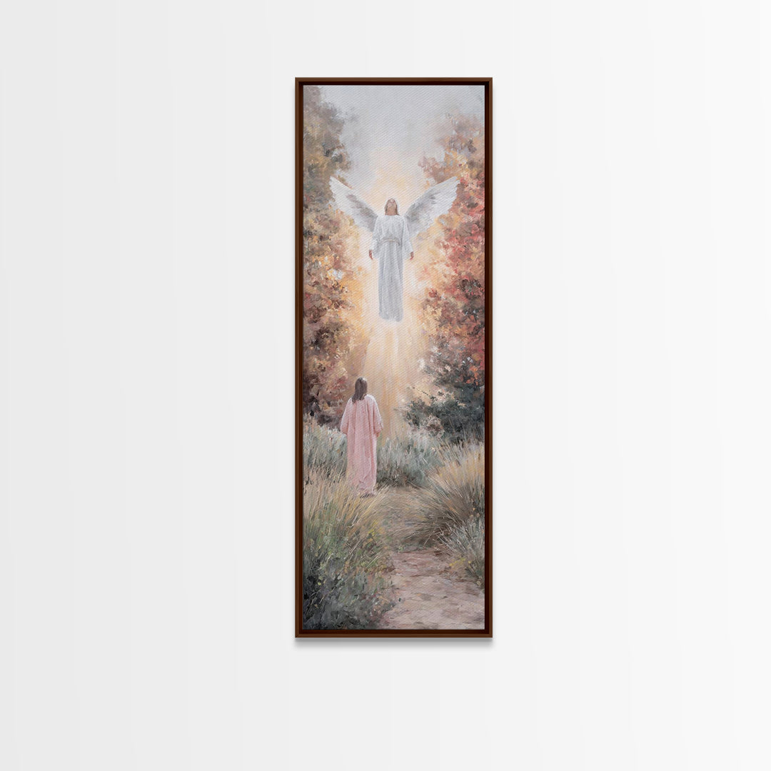 Blessed Messenger – Framed Canvas Print – Tall Skinny Art Print – Christian Art Canvas – Christian Christmas Art – Jesus Painting – Christi