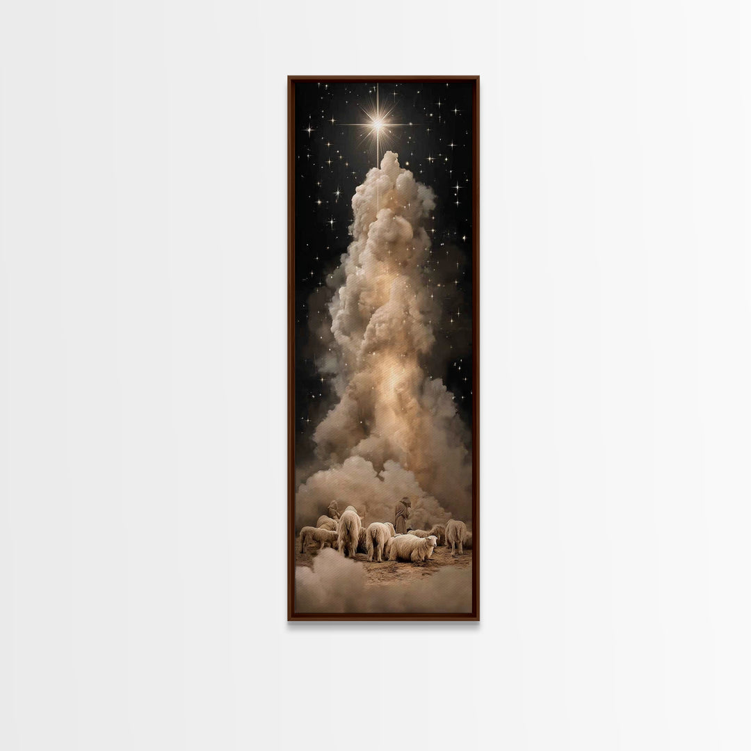 The Shepherds’ Star – Framed Canvas Print – Tall Narrow Wall Art – Christian Wall Art – Christian Art Canvas – Christmas Art – Jesus Painti