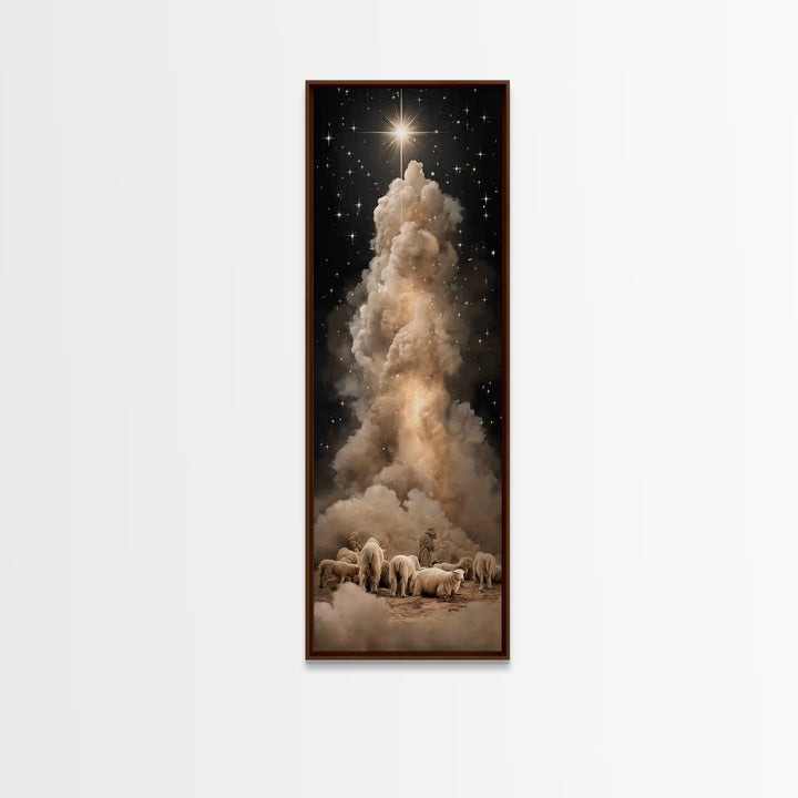 The Shepherds’ Star – Framed Canvas Print – Tall Narrow Wall Art – Christian Wall Art – Christian Art Canvas – Christmas Art – Jesus Painti