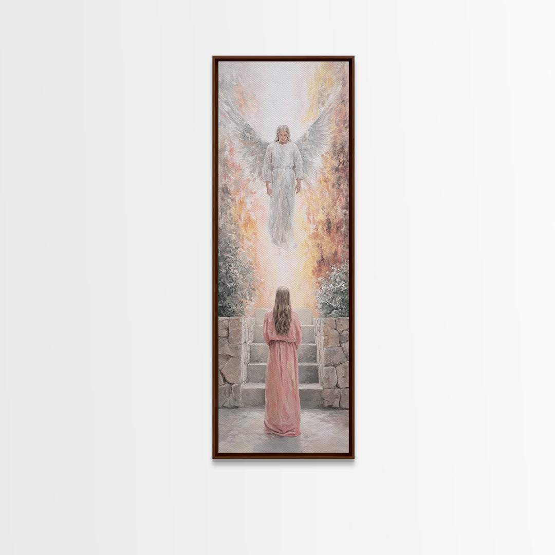 Heaven’s Bright Ascent – Framed Canvas Print – Tall Narrow Wall Art – Christian Art Canvas – Christian Wall Art – Jesus Painting – Christia