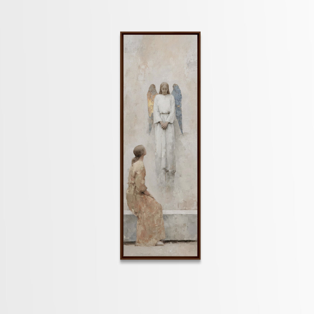 Angel Of Stillness, Framed Canvas Print, Narrow Art, Christian Art Canvas, Minimalist Christian Art, Christian Wall Art, Christian Painting