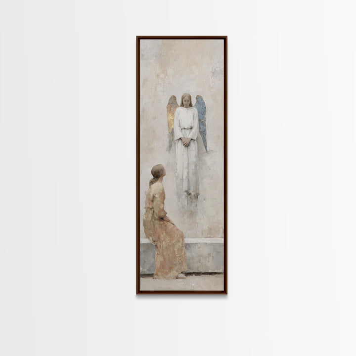 Angel Of Stillness, Framed Canvas Print, Narrow Art, Christian Art Canvas, Minimalist Christian Art, Christian Wall Art, Christian Painting