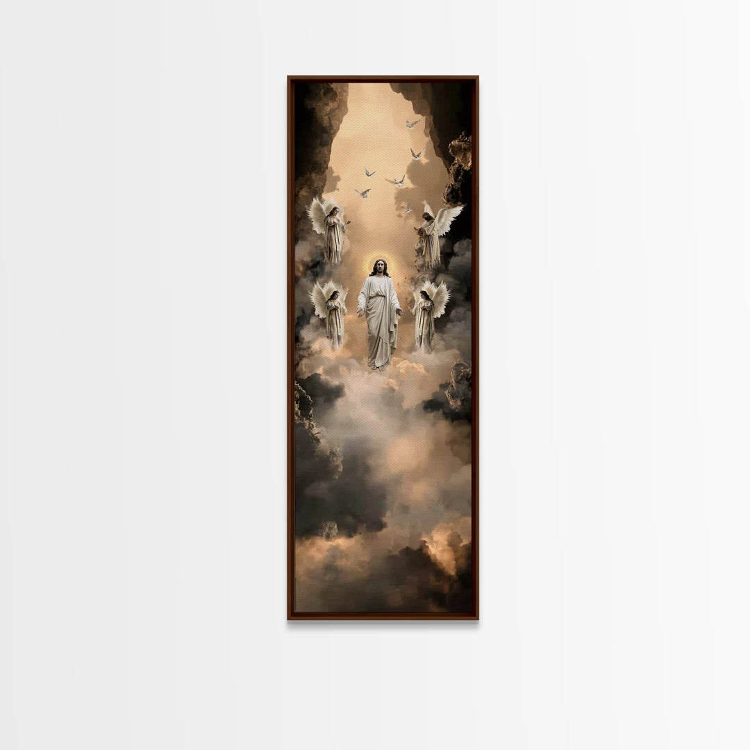 Glory In The Clouds, Framed Canvas Print, Tall Narrow Wall Art, Christian Wall Art, Jesus Painting, Christian Art Canvas, Christian Art