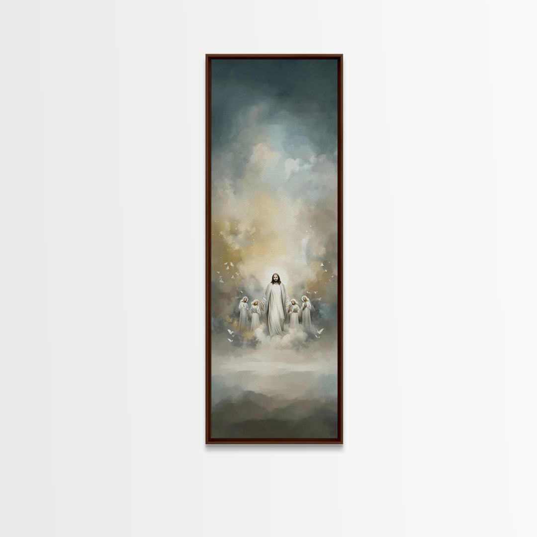 Clouds Of Witnesses, Framed Canvas Print, Tall Skinny Art Print, Christian Wall Art, Christian Art Canvas, Christian Painting, Christian Ar