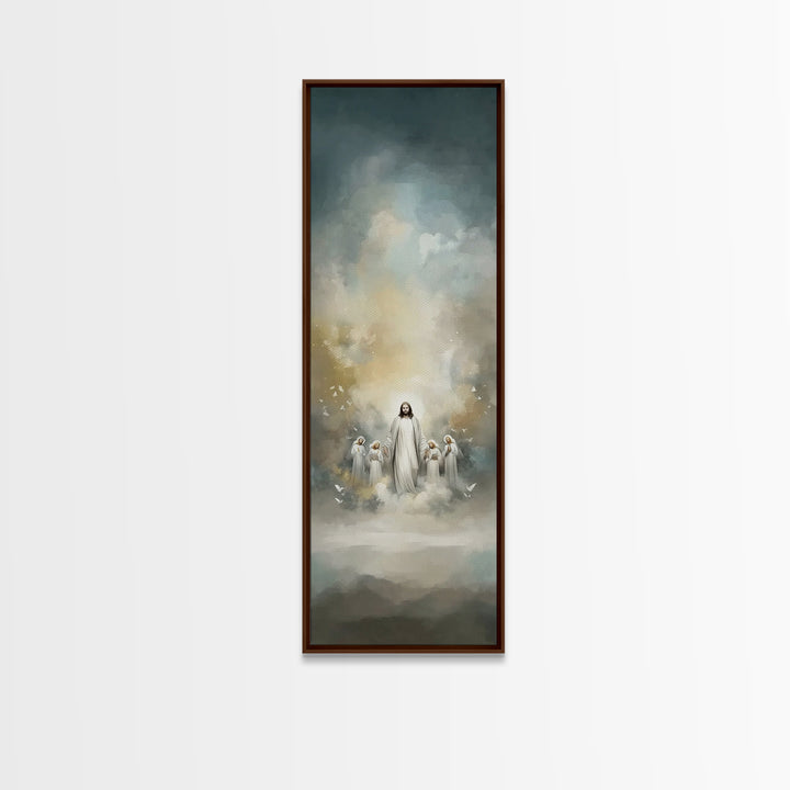 Clouds Of Witnesses, Framed Canvas Print, Tall Skinny Art Print, Christian Wall Art, Christian Art Canvas, Christian Painting, Christian Ar