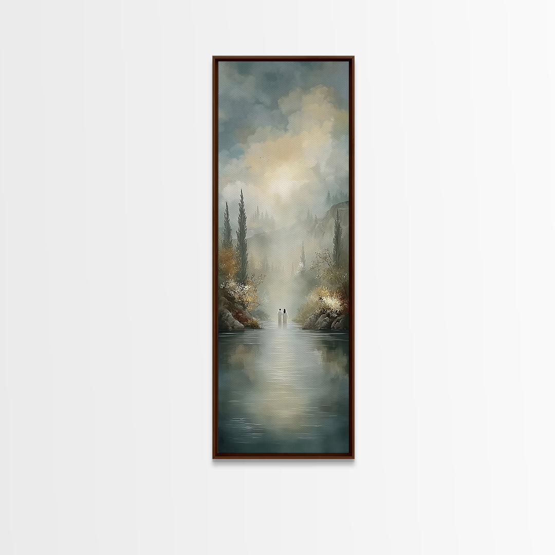 Garden Light Peace – Framed Canvas Print – Christian Art Canvas – Large Jesus Painting – Tall Narrow Wall Art – Christian Wall Art – Modern