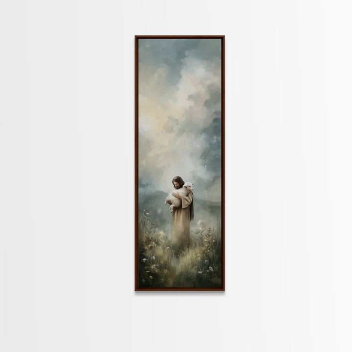 Pasture Of Grace, Framed Canvas Print, Christian Wall Art, Jesus Painting Canvas, Skinny Art, Christian Art Canvas, Modern Christian Art, C