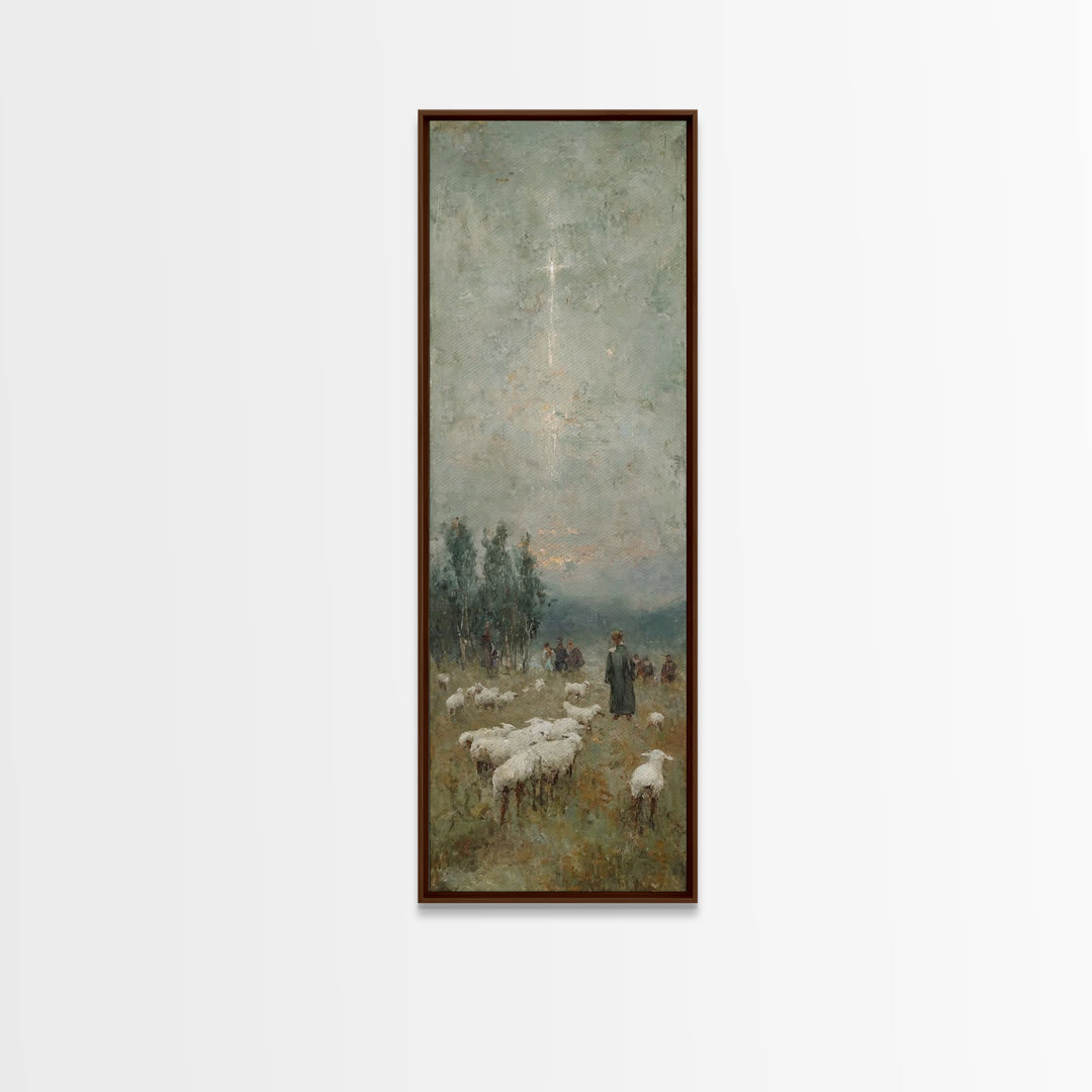 Pastoral Midnight Star – Framed Canvas Print – Skinny Art – Christian Christmas Art – Christian Wall Art – Christian Art Canvas – Christmas