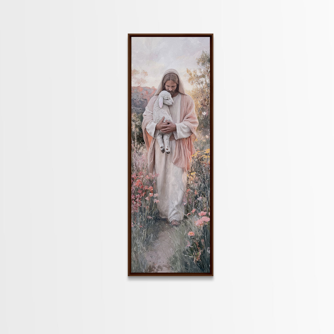 Fields Of Comfort – Framed Canvas Print – Christian Art Canvas – Large Jesus Painting – Tall Narrow Wall Art – Christian Wall Art – Christi