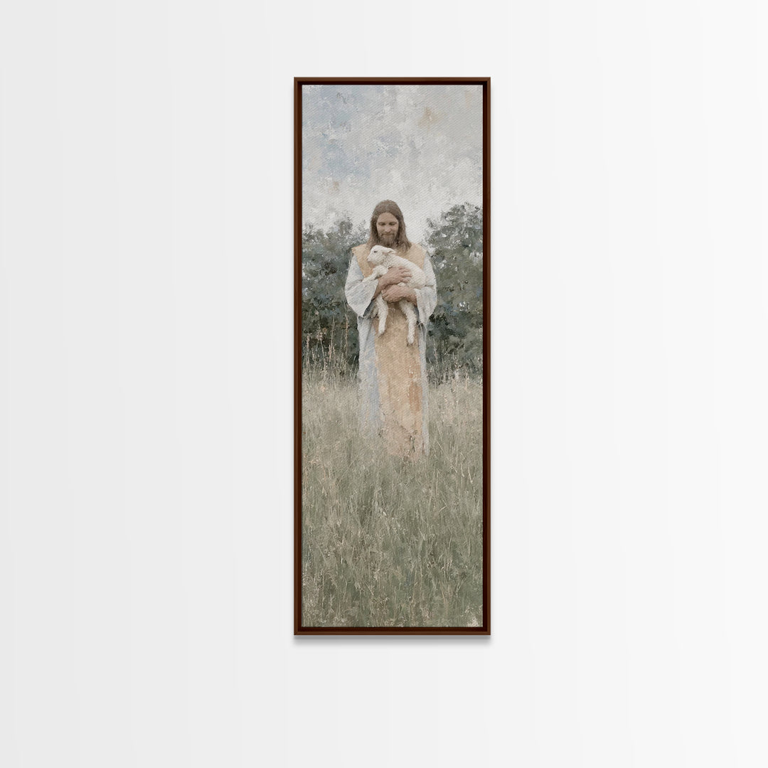Gentle Shepherd Peace | Framed Canvas Print | Skinny Art | Christian Art Canvas | Jesus Painting | Modern Christian Art