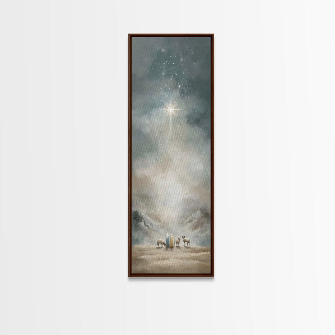Silent Star Wonder – Framed Canvas Print – Skinny Art – Christian Christmas Decor – Christmas Wall Art – Christian Art