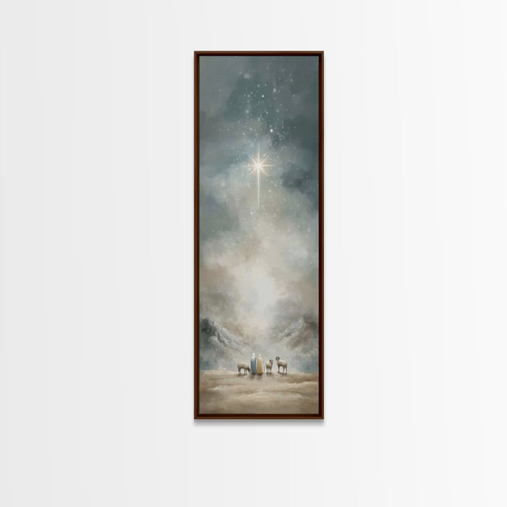 Silent Star Wonder – Framed Canvas Print – Skinny Art – Christian Christmas Decor – Christmas Wall Art – Christian Art