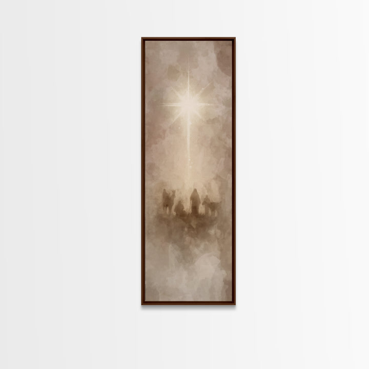 Glory In The Heavens, Framed Canvas Print, Narrow Art, Christian Christmas Art, Jesus Painting Canvas, Christmas Art Work