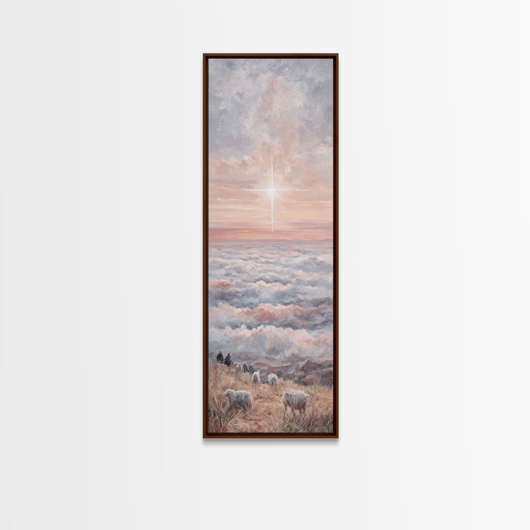 Dawn Of Promise – Framed Canvas Print – Narrow Art – Christian Art – Christian Art Canvas – Christian Wall Art – Christmas Art