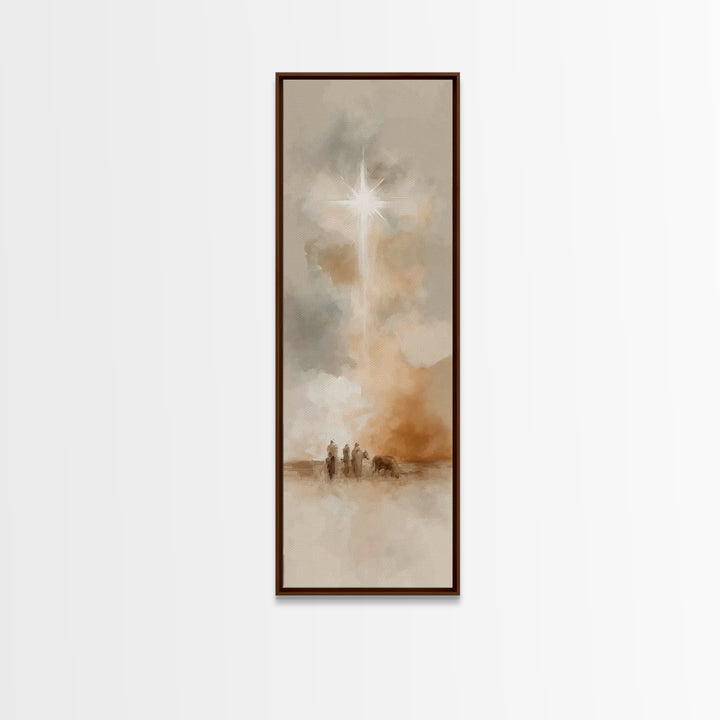 Holy Night Vision – Framed Canvas Print – Tall Skinny Art Print – Christian Art – Christmas Wall Art – Christian Art Gift
