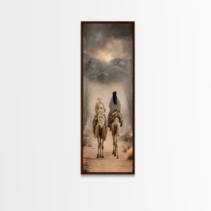 Holy Desert Trek – Framed Canvas Print – Narrow Art – Christian Art Canvas – Christmas Art Work – Christian Christmas Decor
