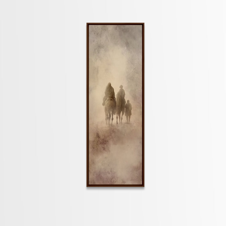 Faithful Caravan, Framed Canvas Print, Tall Skinny Art Print, Christian Paintings, Christmas Canvas Wall Art, Christian Art