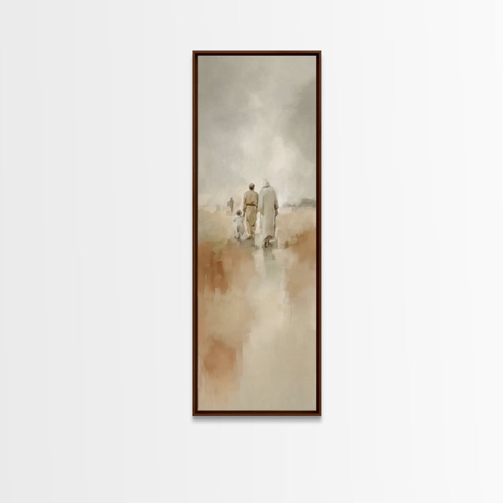 Quiet Family Path, Framed Canvas Print, Skinny Art, Christian Art Prints, Christmas Art Work, Subtle Christian Art