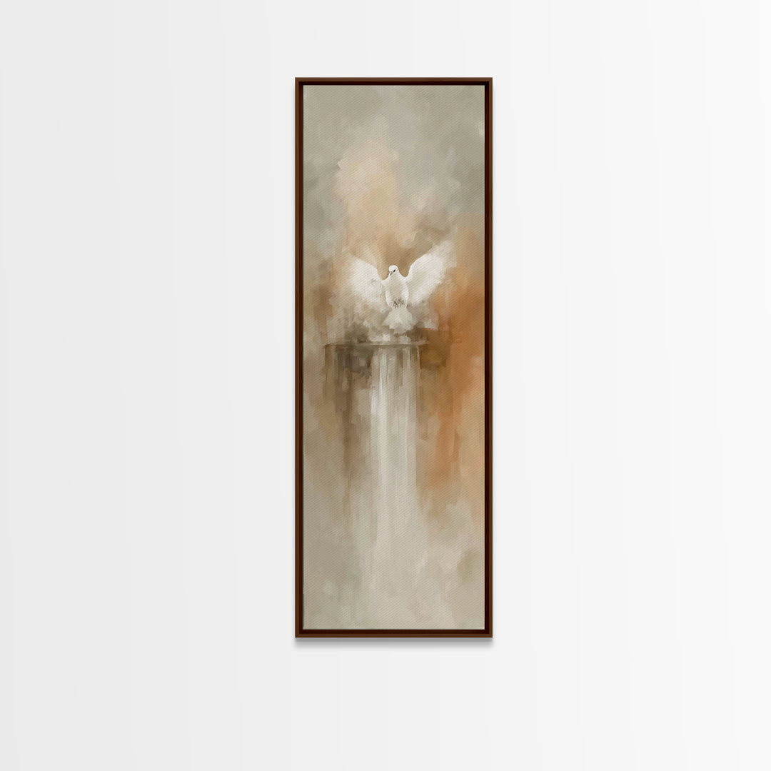 Dove Of Glory – Framed Canvas Print – Christian Wall Art – Christian Art Canvas – Minimalist Christian Art – Narrow Art – Christian Paintin