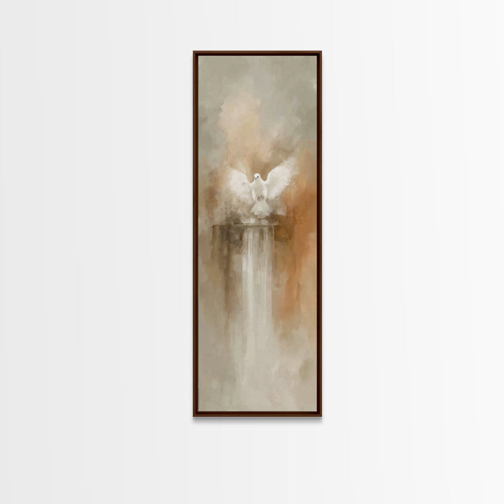 Dove Of Glory – Framed Canvas Print – Christian Wall Art – Christian Art Canvas – Minimalist Christian Art – Narrow Art – Christian Paintin
