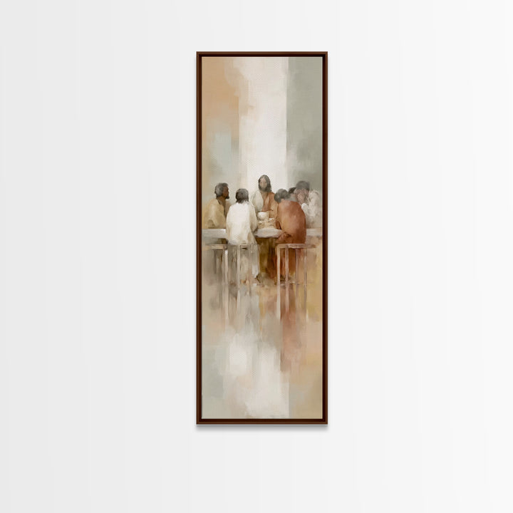 Heavenly Supper Light – Framed Canvas Print – Christian Wall Art – Jesus Painting – Christian Art Canvas – Tall Skinny Art Print – Christia
