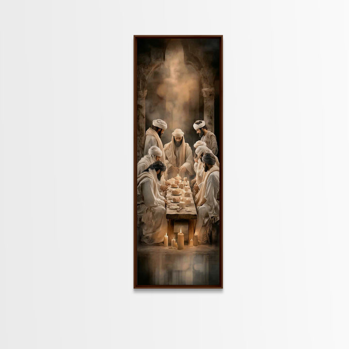 Sacred Table Glory | Framed Canvas Print | Christian Art Canvas | Jesus Wall Art | Christian Painting | Narrow Art | Christmas Art | Christ