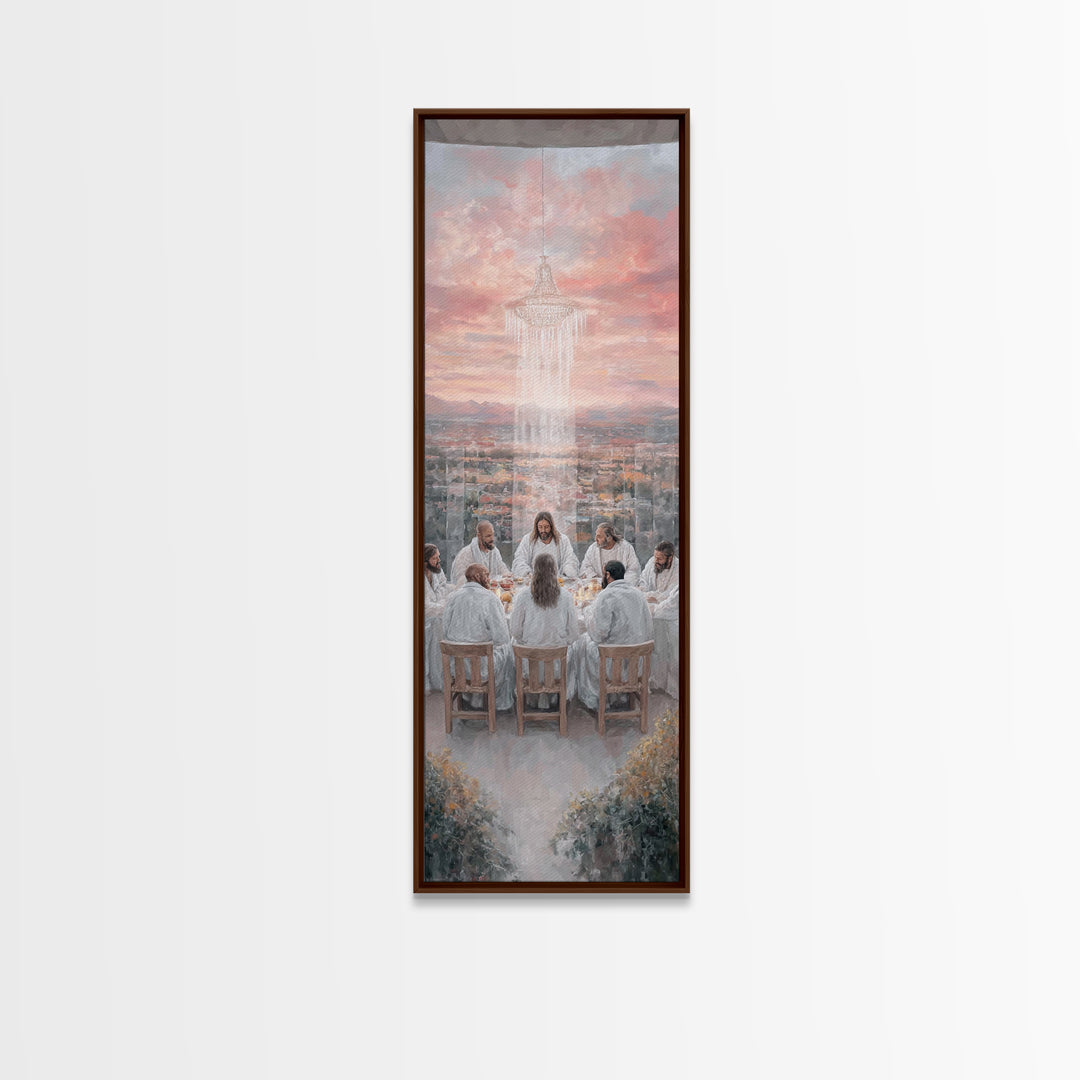 Divine Gathering Calm – Framed Canvas Print – Christian Art – Jesus Canvas Art – Modern Christian Painting – Tall Narrow Wall Art – Christi