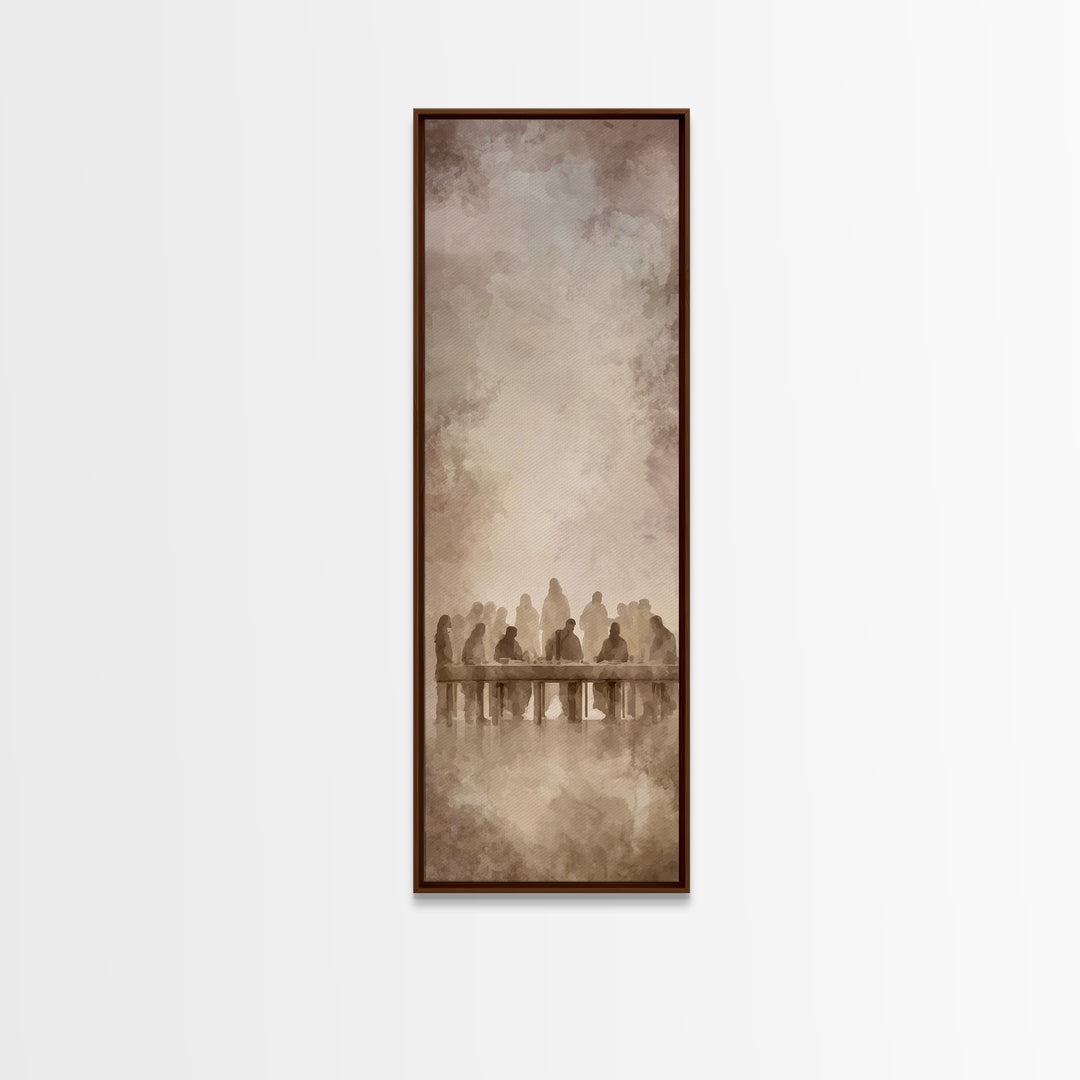 Holy Evening Grace | Framed Canvas Print | Christian Wall Art | Jesus Painting | Christian Art Work | Narrow Art | Christmas Wall Art | Chr