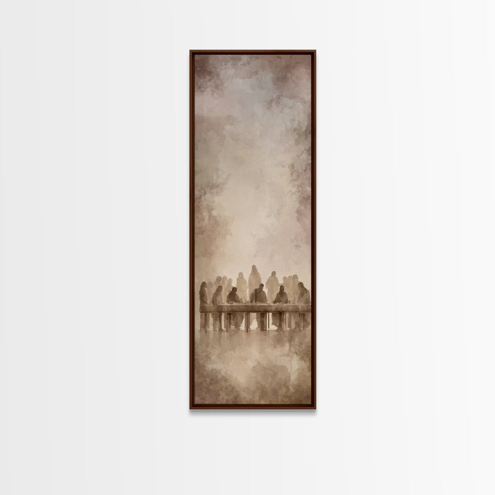 Holy Evening Grace | Framed Canvas Print | Christian Wall Art | Jesus Painting | Christian Art Work | Narrow Art | Christmas Wall Art | Chr