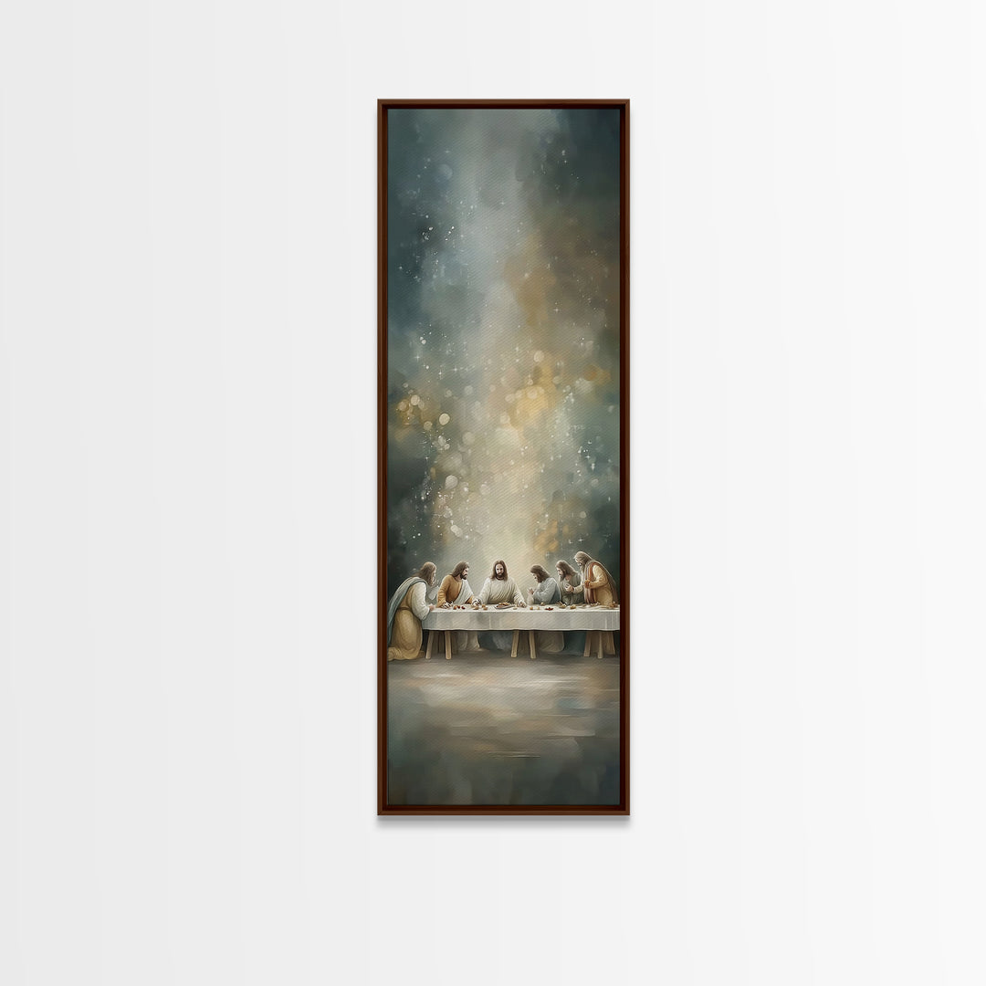 Divine Supper Horizon, Framed Canvas Print, Christian Art, Jesus Painting Canvas, Christian Wall Art, Narrow Art, Christian Christmas Art,