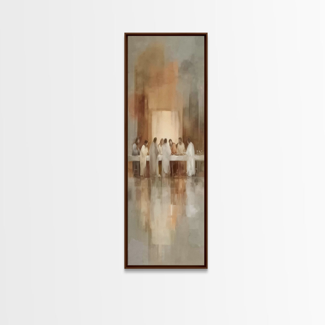 Sacred Supper Glow – Framed Canvas Print – Christian Wall Art – Jesus Painting – Christian Art Canvas – Tall Skinny Art Print – Christian C