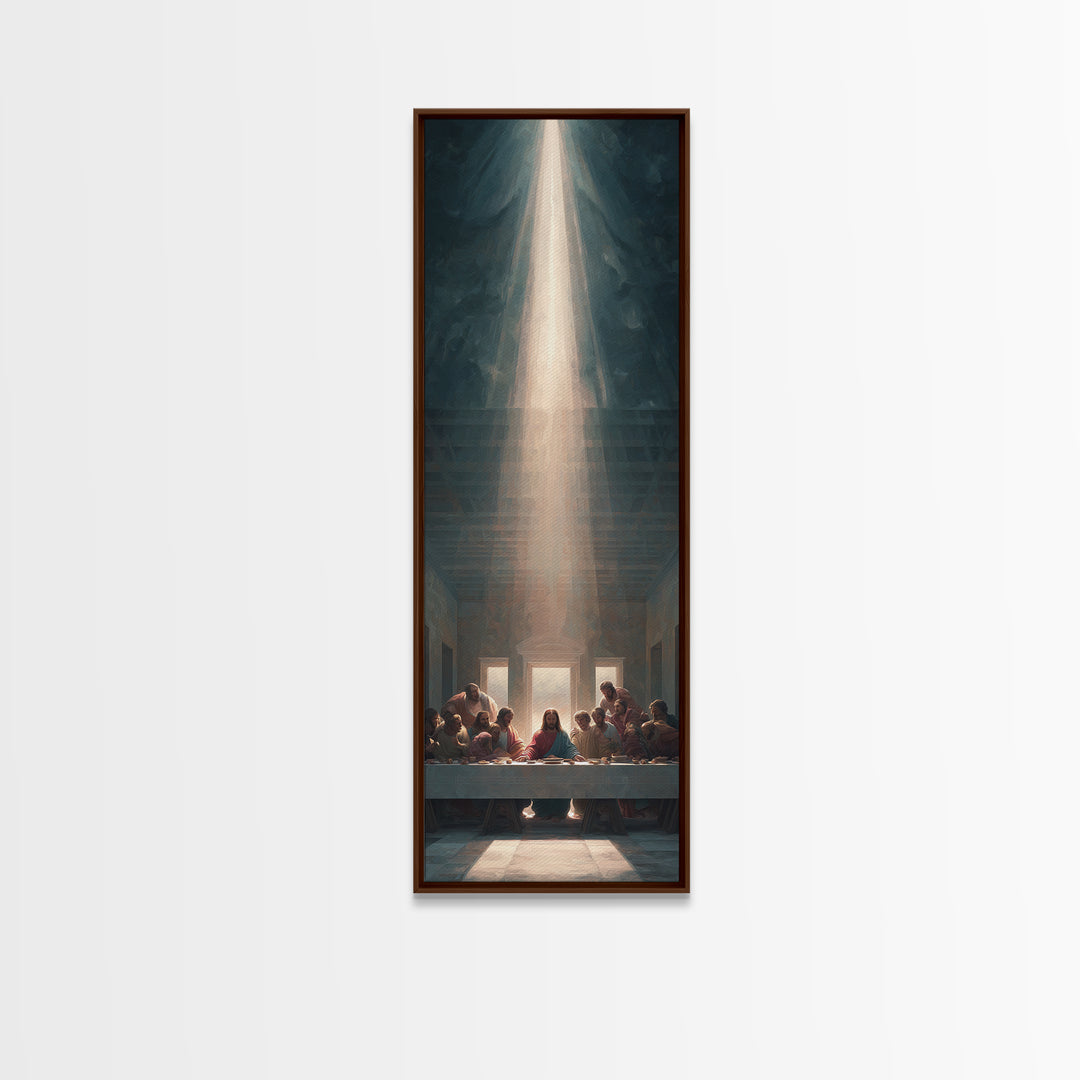Light Of Communion, Framed Canvas Print, Christian Art, Jesus Painting Canvas, Christian Wall Art, Tall Narrow Wall Art, Christian Christma
