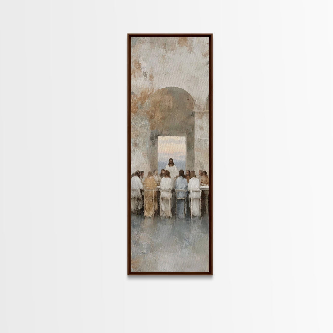 Eternal Supper Radiance, Framed Canvas Print, Christian Art Canvas, Jesus Art Print, Christian Painting, Narrow Art, Christmas Wall Art, Ch