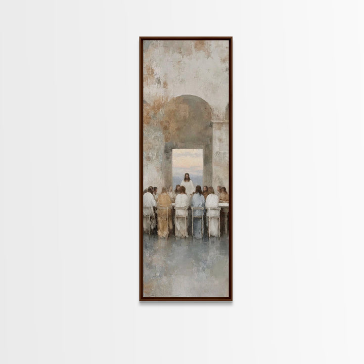 Eternal Supper Radiance, Framed Canvas Print, Christian Art Canvas, Jesus Art Print, Christian Painting, Narrow Art, Christmas Wall Art, Ch