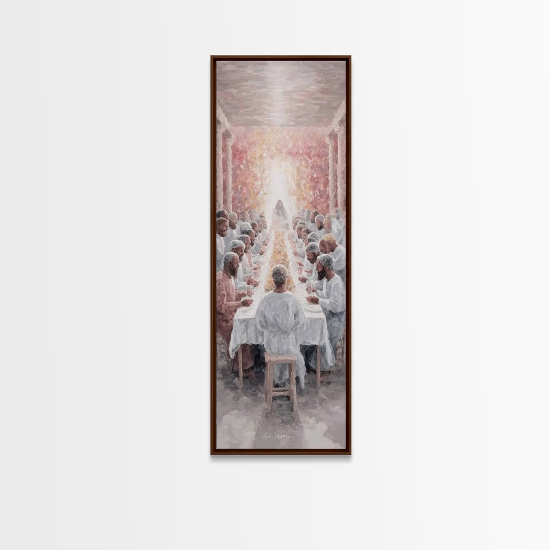 Celestial Supper Bloom, Framed Canvas Print, Christian Art Canvas, Christian Art, Jesus Painting, Narrow Art, Christian Christmas Art, Chri